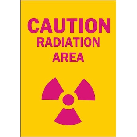 Brady Caution Radiation Sign, 10 in H, 7 in W, Fiberglass, Rectangle, 122777 122777