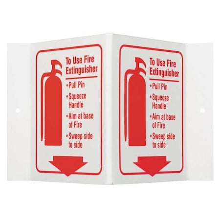 Brady Fire Extinguisher Sign, 6 in Height, 9 in Width, Acrylic, Rectangle, English V1TOG1G