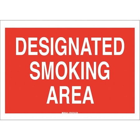 Brady Designated Smoking Area, 7 in x 10 in, Rectangle, Fiberglass, 122906 122906