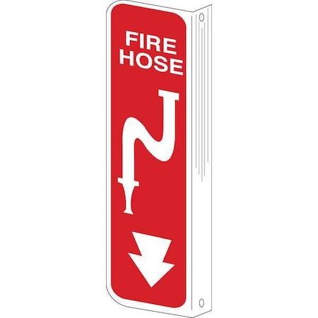 Brady Fire Hose Sign, 18X4", White/Red 50697