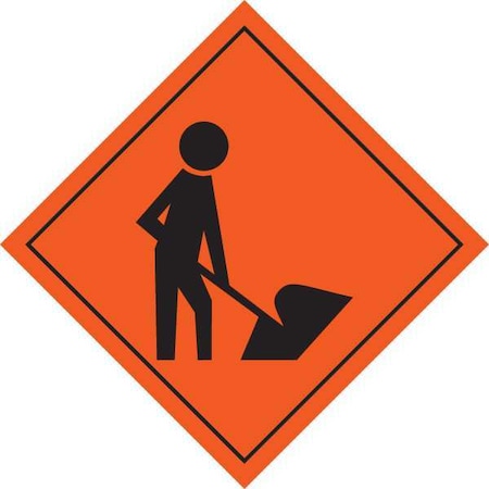 Brady Roll-Up Road Construction Sign, 36 in W, 36" H, No Text, Mesh, Orange 57023