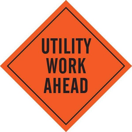Brady Roll-Up Road Construction Sign, 48 in H, 48 in W, Vinyl, Diamond, English, 57034 57034