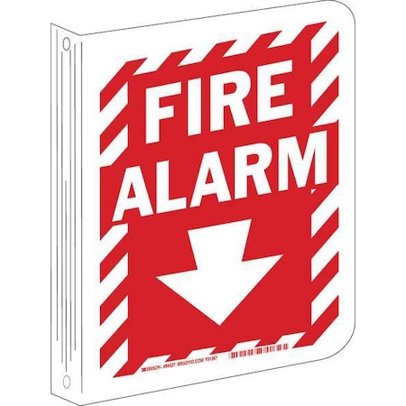 Brady Fire Alarm Sign, 12 in Height, 9 in Width, Plastic, Rectangle, English 70997