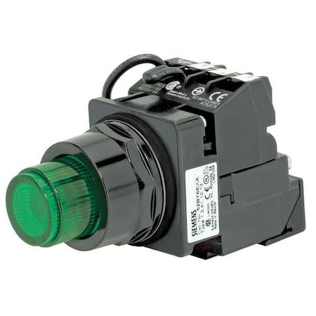 Siemens Illuminated Push Button, Extended, Momentary Action, Not Applicable Release, Illuminated, Green US2:52BT6G3A