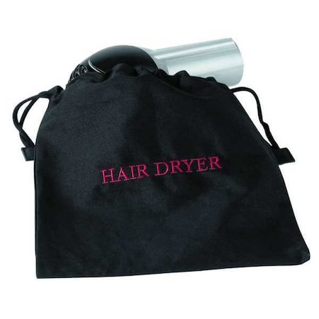 HOSPITALITY 1 SOURCE Hair Dryer Bag, 12x12In, Black, Cotton/Poly HDBAG