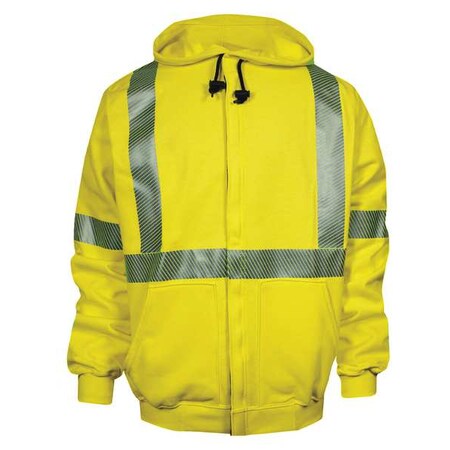 National Safety Apparel Flame Resistant Hooded Sweatshirt, Yellow, Modacrylic/Cotton, L C21HC05C3LG