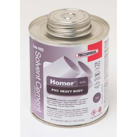 Rectorseal PVC Cement, 16 oz., Gray 55963