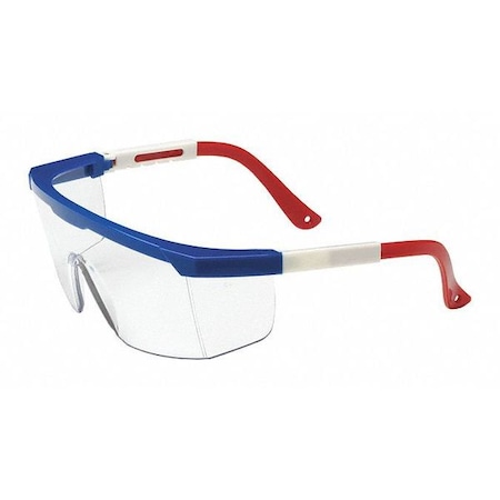 Bouton Optical HI-VOLTAGE ARC, Safety Glasses, Anti-Scratch, Clear Lens, Red/White/Blue Frame, Half-Frame 250-24-0300
