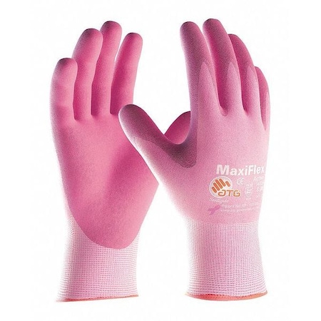Pip Coated Gloves, Foam Nitrile, Palm, Not Rated Abrasion Level, Pink, XS 12 PK 34-8264/XS