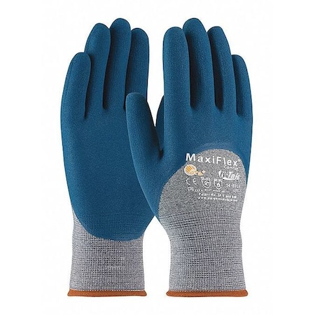 Pip Coated Gloves, Foam Nitrile, Foam, 3/4 Dip, 2 Abrasion Level, Blue/Gray, M 12 PK 34-9025/M