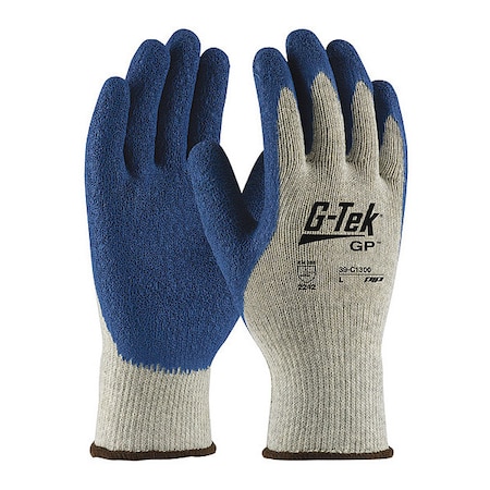 Pip Coated Gloves, Latex, Crinkled, Palm and Fingers, 3 Abrasion Level, Blue/Gray, 2XL 12 PK 39-C1300/XXL