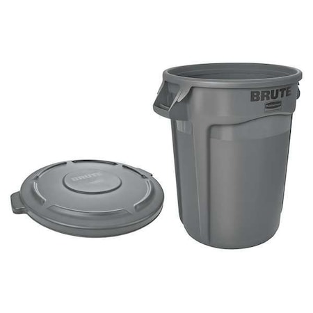 Rubbermaid Commercial 32 gal. Polyethylene Round Trash Can, Gray FG263200GRAY,FG263100GRAY