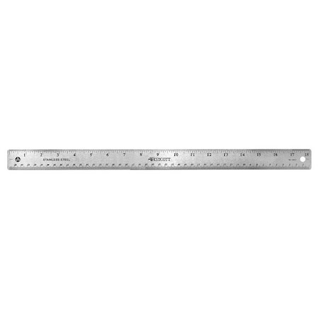 Westcott Ruler, Stainless Steel, 18 In. 10417