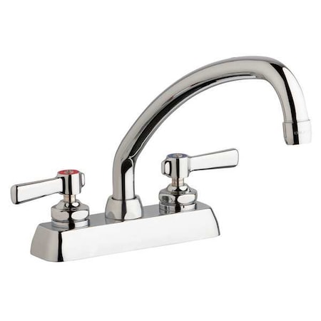 Chicago Faucet Low Arc Kitchen Faucet, Manual, 4" Mount, 2 Hole Commercial W4D-L9E35-369AB