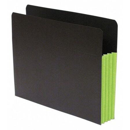 Sj Paper Expandable File Pocket, Black/Green, PK25 S83605
