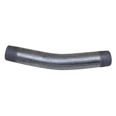 Calconduit Conduit Fitting 22.5 Deg Elbow, 4 in, Threaded, Steel, Galvanized, Silver 876814