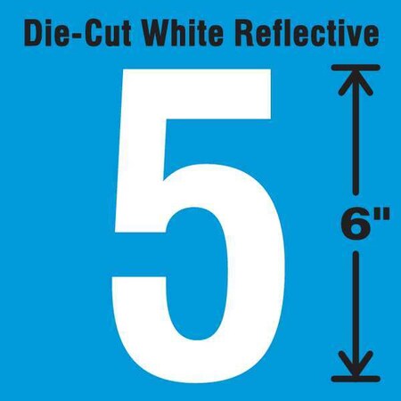 Stranco Number Label, Vinyl, 6 in H, 2-3/4 in W DWR-6-5-EA