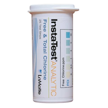 Insta-Test Test Strip, Free/Total Chlorine, 0-10ppm, PK25 3027-G