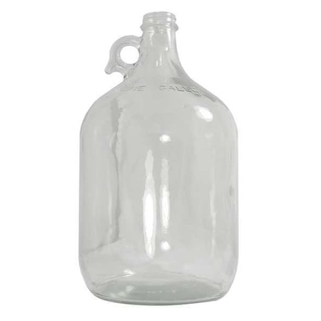 Qorpak Jug, 1.92 L Capacity - mL, 64 fl oz Capacity - oz, Screw On Closure, Glass, clear, 10.43 in H GLA-00837