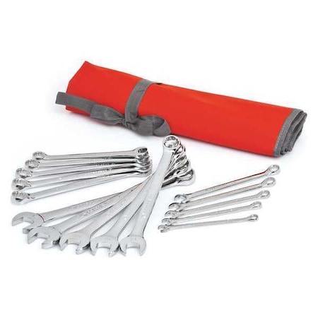Crescent 15 Piece 12 Point Metric Combination Wrench Set with Tool Roll CCWS5-05