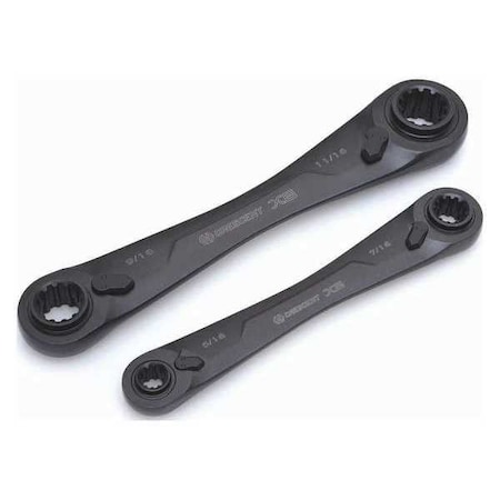 Crescent 2 Piece X6 4-in-1 Black Oxide Spline Ratcheting SAE Wrench Set CX6DBS2