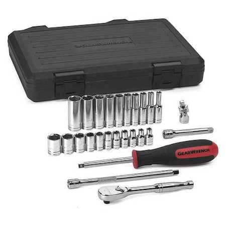 Gearwrench 26 Piece 1/4" Drive 6 Point Standard SAE Mechanics Tool Set 80312DD