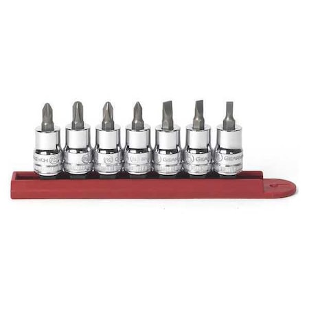 Gearwrench 7 Piece 3/8" Drive Slotted/Phillips/Pozidriv Bit Socket Set 80577