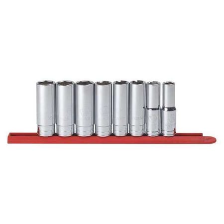 Gearwrench 8 Piece 1/2" Drive 6 Point Deep SAE Socket Set 80705