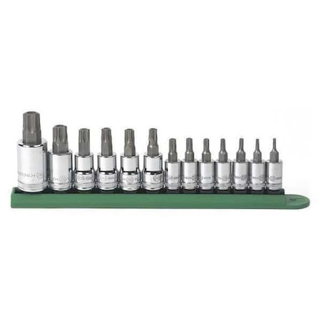 Gearwrench 13 Piece 1/4", 3/8" & 1/2" Drive Tamper Proof Torx Bit Socket Set 80725