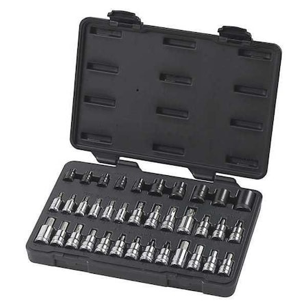 Gearwrench 36 Piece 1/4", 3/8" & 1/2" Drive Standard Hex, E-Torx & Torx Bit SAE/Metric Socket Set 80726