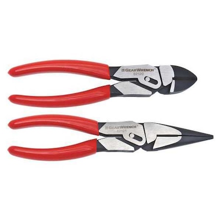 Gearwrench 2 Piece Compound Action Plier Set Ergonomic, Dipped Handle 82124