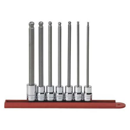 Gearwrench 7 Piece 3/8" Drive Long Ball End Hex Bit SAE Socket Set 80574