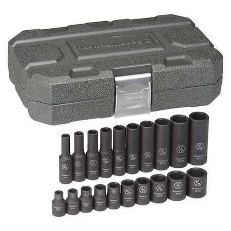 Gearwrench 20 Piece 1/4" Drive 6 Point Standard & Deep Impact SAE Socket Set 84900