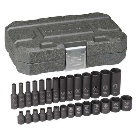Gearwrench 28 Piece 1/4" Drive 6 Point Standard & Deep Impact Metric Socket Set 84901