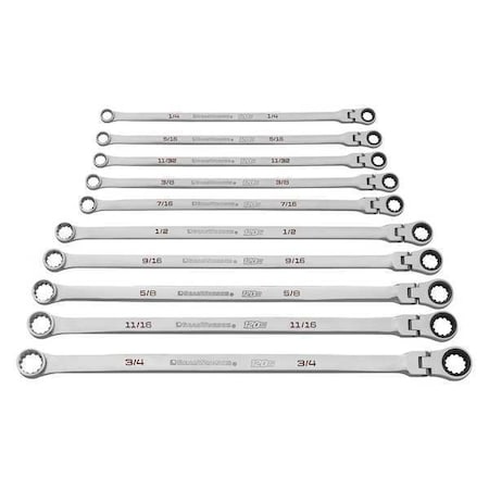 Gearwrench 10 Piece 120XP Universal Spline XL Flex Head GearBox Ratcheting SAE Wrench Set 86142