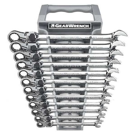 Gearwrench 12 Piece 72-Tooth 12 Point XL Locking Flex Head Ratcheting Combination Metric Wrench Set 85698