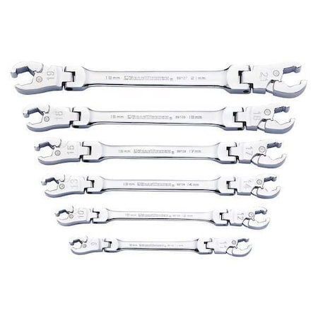 Gearwrench 6 Piece Ratcheting Flex Head Flare Nut Metric Wrench Set 89101D