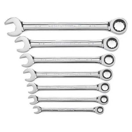 Gearwrench 7 Piece 72-Tooth 12 Point Ratcheting Combination SAE Wrench Set 9317