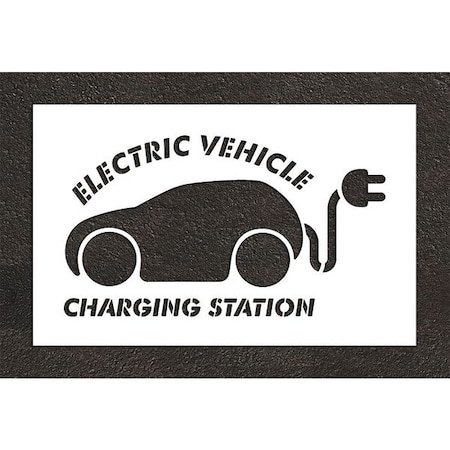 Rae Pavement Stencil, Combination Set, Electric Car Logo, 24 in Character Height, White, 1 Pieces STL-108-52416