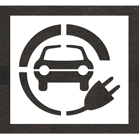 Rae Pavement Stencil, Symbol, Electric Car Logo, 36 in Character Height, Not Applicable Font, White STL-108-53612