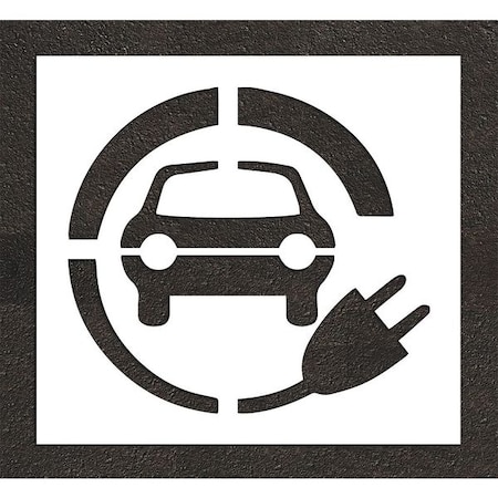Rae Pavement Stencil, Symbol, Electric Car Logo, 42 in Character Height, Not Applicable Font, White STL-116-54212