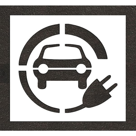 Rae Pavement Stencil, Symbol, Electric Car Logo, 42 in Character Height, Not Applicable Font, White STL-108-54212