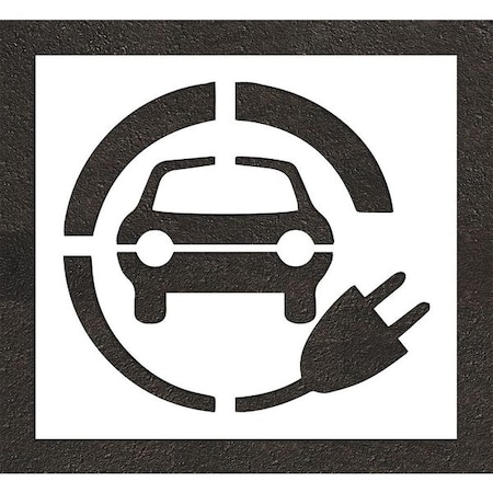 Rae Pavement Stencil, Symbol, Electric Car Logo, 48 in Character Height, Not Applicable Font, White STL-116-54812