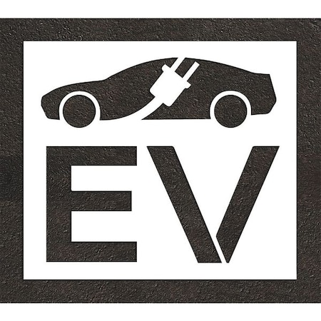 Rae Pavement Stencil, Combination Set, Electric Car Logo, 24 in Character Height, Not Applicable Font STL-116-52413
