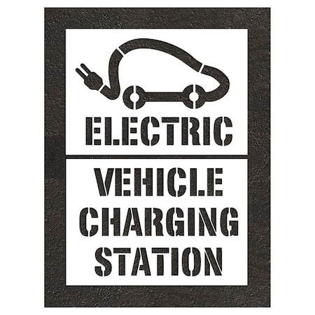 Rae Pavement Stencil, Combination Set, Electric Car Logo, 95 in Character Height, White, 2 Pieces STL-116-56F24