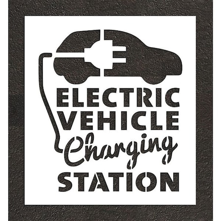 Rae Pavement Stencil, Combination Set, Electric Car Logo, 24 in Character Height, White, 1 Pieces STL-108-54818