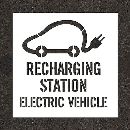 Rae Pavement Stencil, Combination Set, Electric Car Logo, 36 in Character Height, White, 2 Pieces STL-116-53019