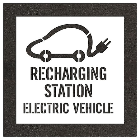 Rae Pavement Stencil, Combination Set, Electric Car Logo, 36 in Character Height, White, 2 Pieces STL-108-53019