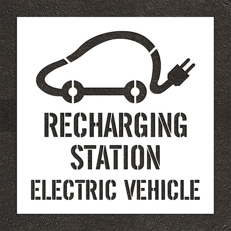 Rae Pavement Stencil, Combination Set, Electric Car Logo, 48 in Character Height, White, 1 Pieces STL-116-54819