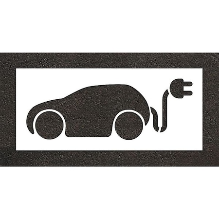 Rae Pavement Stencil, Symbol, Electric Car Logo, 24 in Character Height, Not Applicable Font, White STL-116-52420